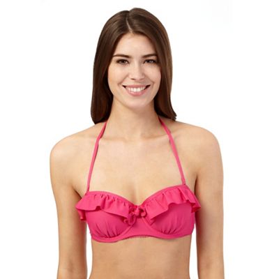 Floozie by Frost French Pink textured frill trim bikini top